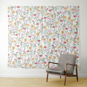 Colourful Wildflower Watercolor Design Tapestry