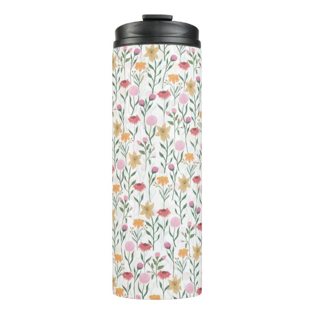 Colourful Wildflower Watercolor Design Thermal Tumbler (Front)