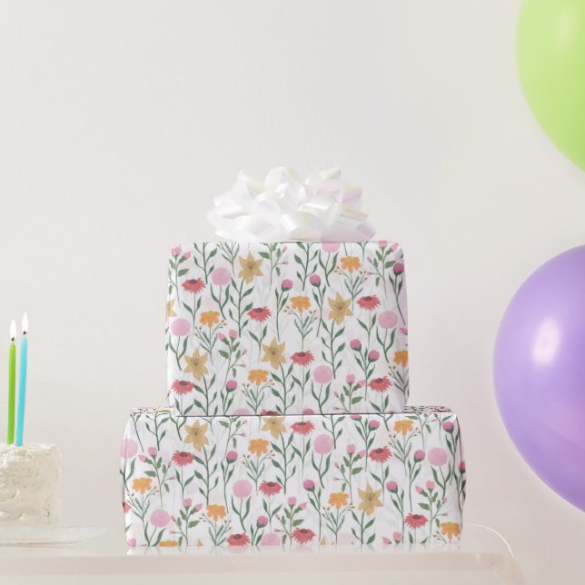 Colourful Wildflower Watercolor Design Wrapping Paper (Party Gifts)