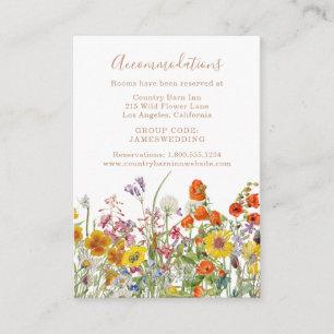 Colourful Wildflower Wedding Accommodations Enclosure Card