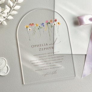 Colourful Wildflower Wedding  Acrylic Invitations