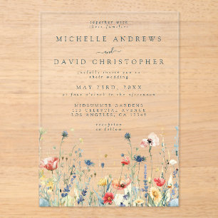 Colourful Wildflower Wedding Acrylic Invitations