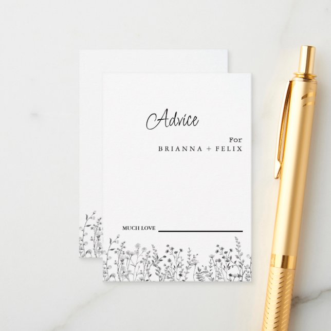 Colourful Wildflower Wedding Advice Card (Front/Back In Situ)