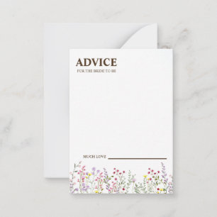 Colourful Wildflower Wedding Advice Card