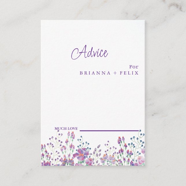 Colourful Wildflower Wedding Advice Card (Front)