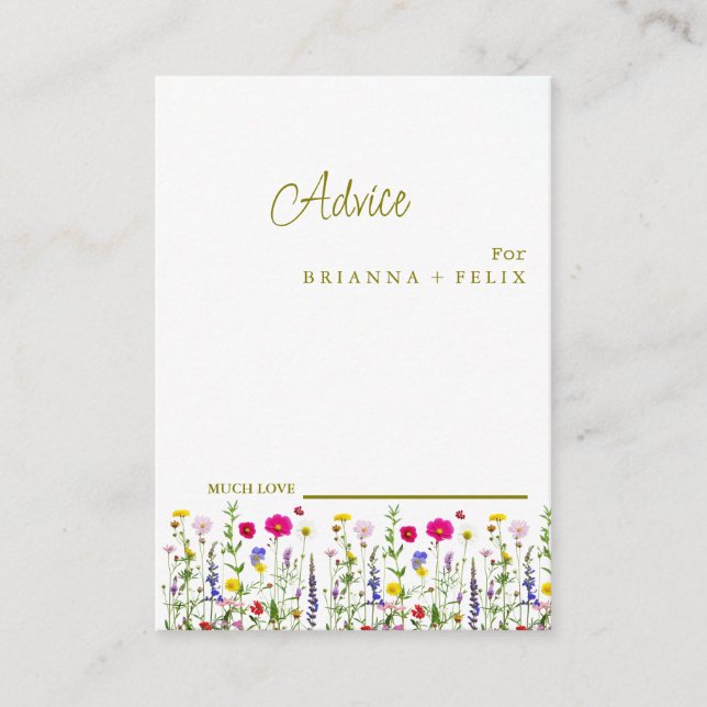 Colourful Wildflower Wedding Advice Card (Front)