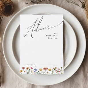 Colourful Wildflower Wedding Advice Card