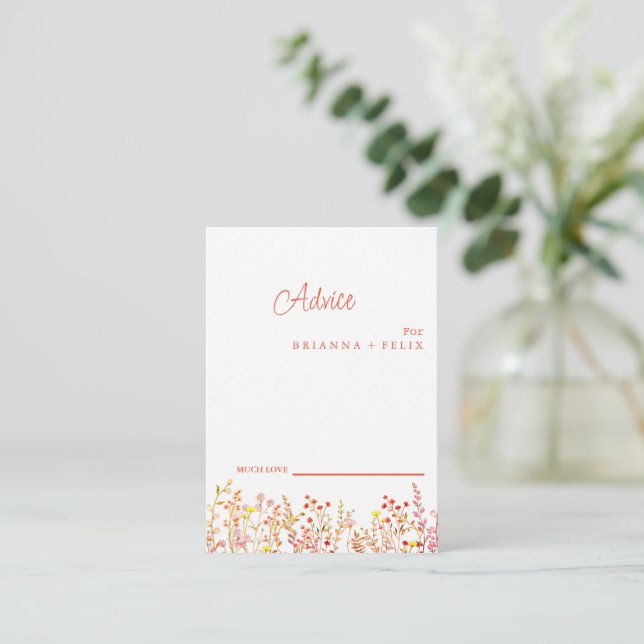 Colourful Wildflower Wedding Advice Card (Standing Front)