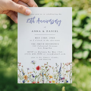 Colourful Wildflower Wedding Anniversary Invitation