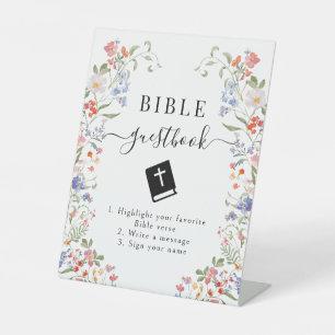 Colourful Wildflower Wedding Bible Guestbook Sign