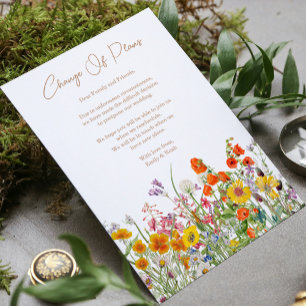 Colourful Wildflower Wedding Change of Plans Announcement