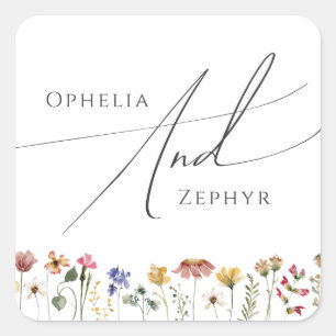 Colourful Wildflower Wedding Envelope Seals
