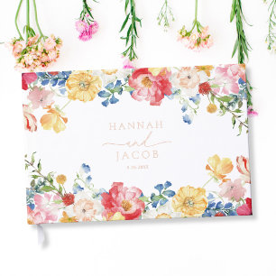 Colourful Wildflower Wedding Guest Book