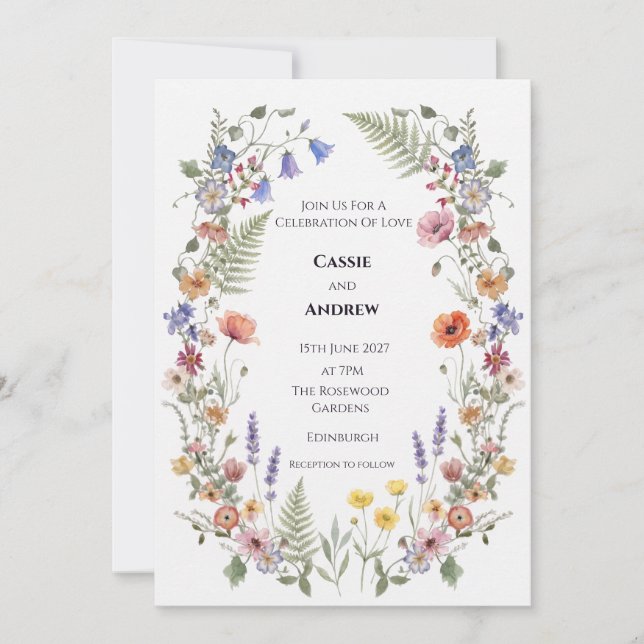 Colourful Wildflower Wedding Invitation (Front)
