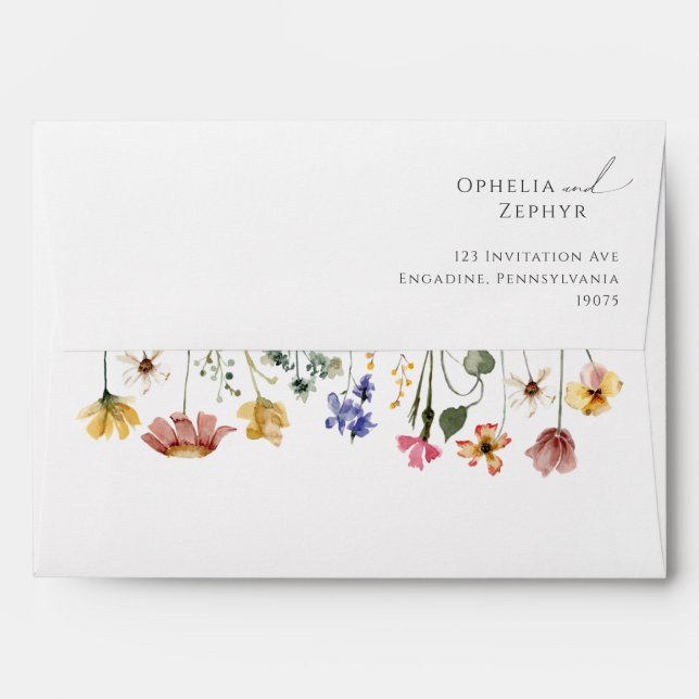 Colourful Wildflower | Wedding Invitation Envelope (Back (Top Flap))