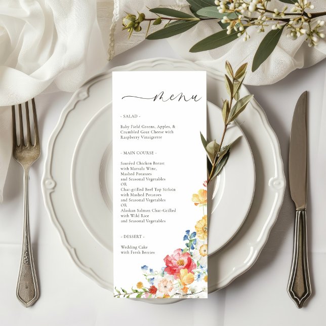 Colourful Wildflower Wedding Menu (Creator Uploaded)