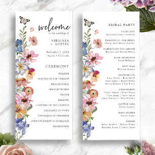 Colourful Wildflower Wedding Programme