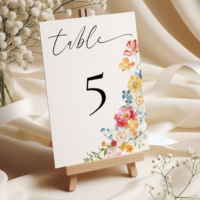 Colourful Wildflower Wedding Reception Table Number (Creator Uploaded)