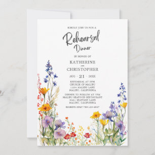 Colourful Wildflower Wedding Rehearsal Dinner Invitation