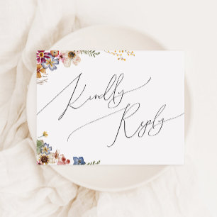 Colourful Wildflower Wedding RSVP Postcard