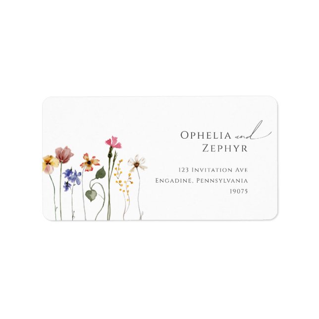 Colourful Wildflower | Wedding RSVP Return Address Label (Front)