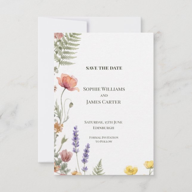 Colourful Wildflower Wedding Save The Date (Front)
