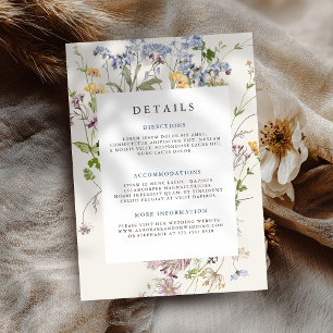 Colourful wildflower wedding templa Wedding Detail Enclosure Card