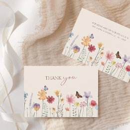 Colourful Wildflower Wedding Thank You Card