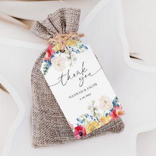 Colourful Wildflower Wedding Thank You Favour Gift Tags