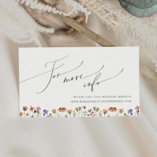 Colourful Wildflower   Wedding Website Enclosure Card