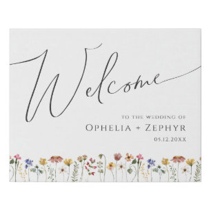 Colourful Wildflower   Wedding Welcome Faux Canvas Print