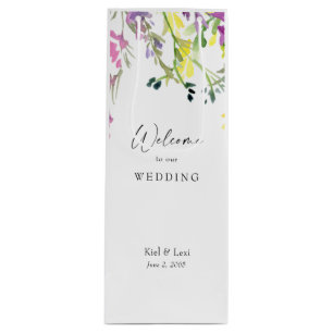 Colourful Wildflower Wedding Welcome  Wine Gift Bag