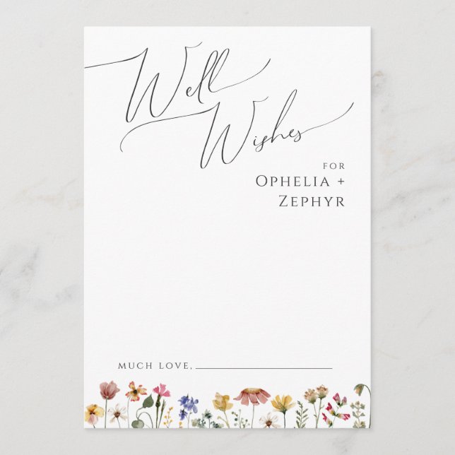 Colourful Wildflower | Wedding Well Wishes Card (Front)