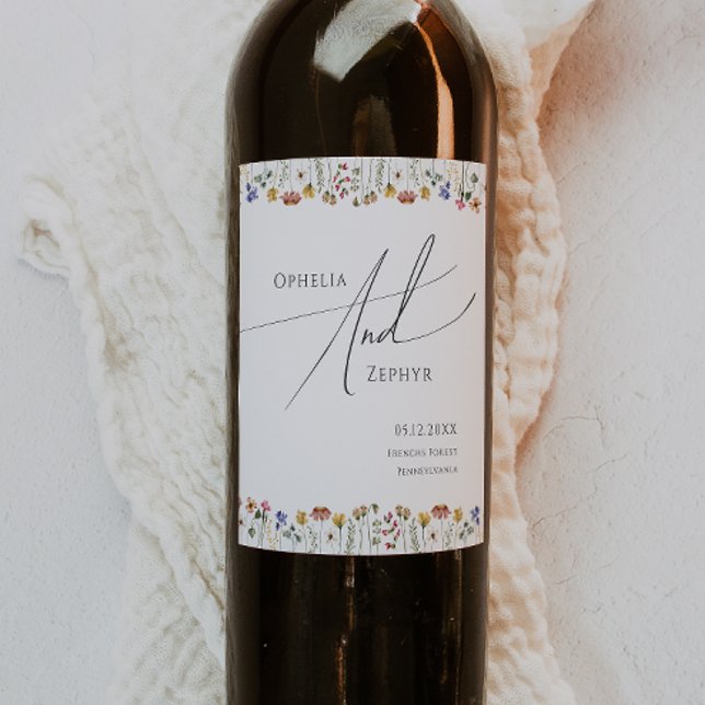 Colourful Wildflower | Wedding Wine Label (Creator Uploaded)