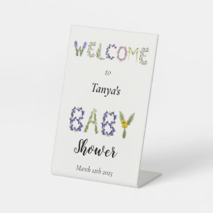 Colourful Wildflower Welcome Baby Shower Pedestal Sign