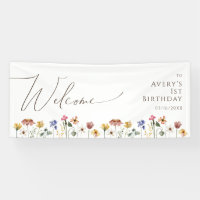 Colourful Wildflower Welcome Birthday Party Banner