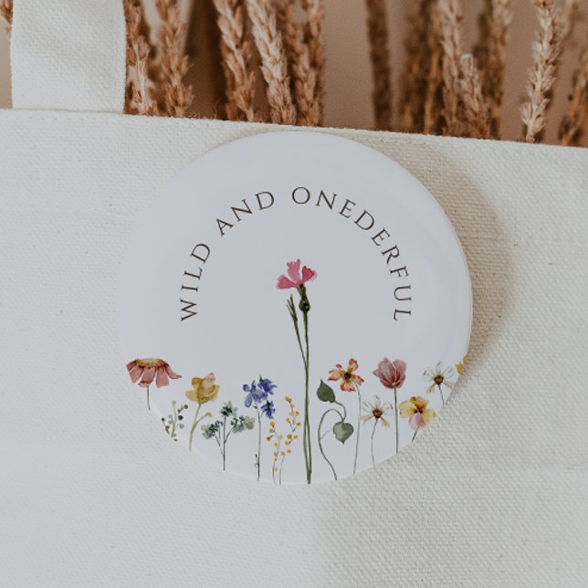 Colourful Wildflower Wild And Onederful Birthday 6 Cm Round Badge (Creator Uploaded)