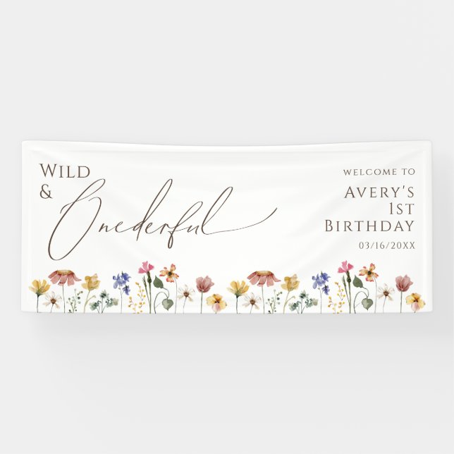 Colourful Wildflower Wild and Onederful Birthday Banner (Horizontal)