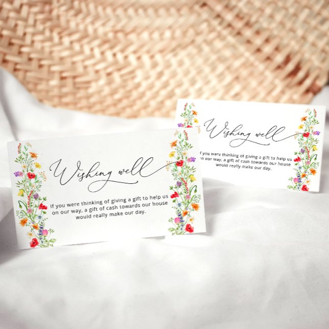 Colourful wildflower wishing well bridal shower enclosure card (Creator Uploaded)
