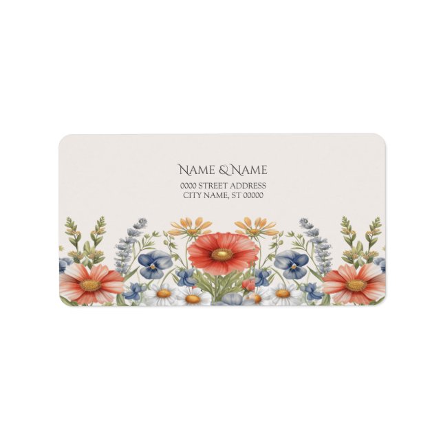 Colourful Wildflowers Address Label (Front)