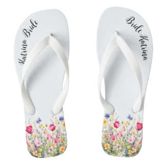 Colourful Wildflowers Adult Flip Flops, Wide Strap Flops