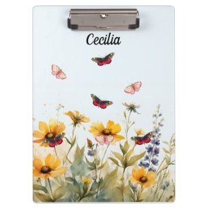 Colourful Wildflowers and Butterflies Clipboard