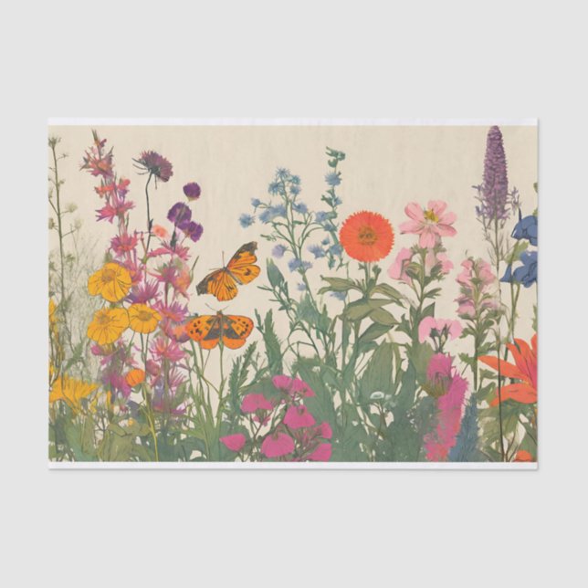 Colourful Wildflowers and Butterflies  Tissue Paper (Front)