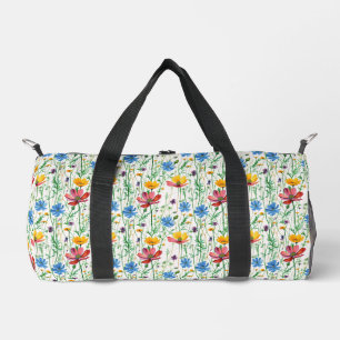 Colourful Wildflowers and Green Grass Duffle Bag