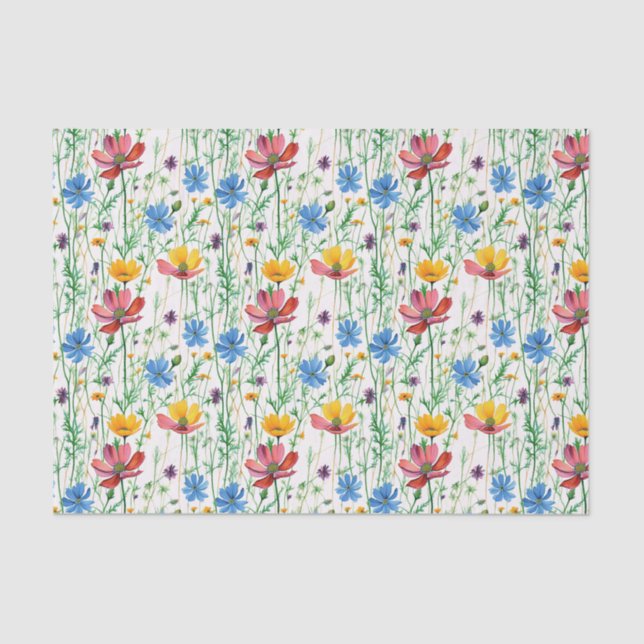 Colourful Wildflowers and Green Grass Tissue Paper (Front)