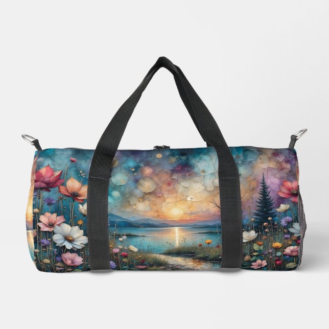 Colourful Wildflowers at Waters Edge  Duffle Bag (Front)