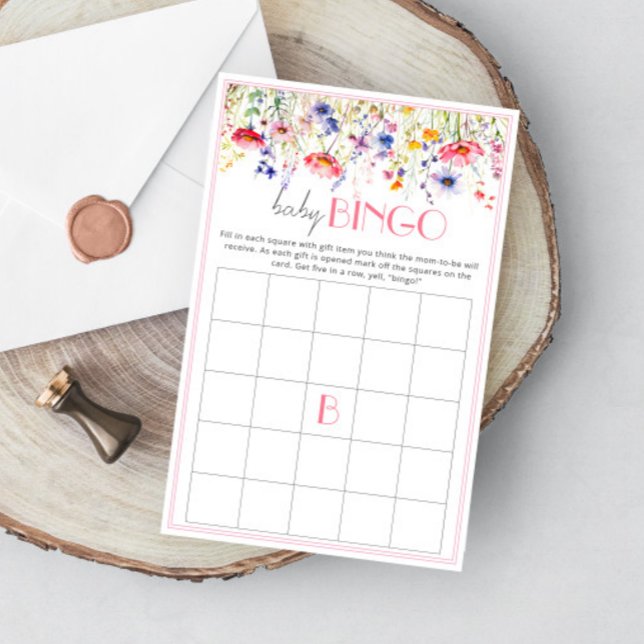 Colourful Wildflowers Baby Shower Bingo Game Card (Creator Uploaded)