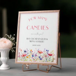 Colourful Wildflowers Baby Shower Candies Game Poster