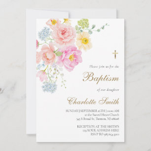 colourful wildflowers Baptism Invitation