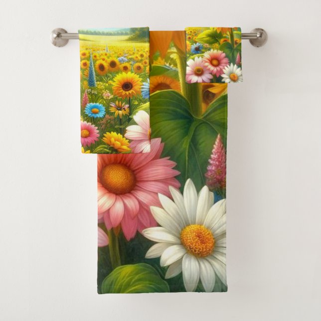 Colourful Wildflowers  Bath Towel Set (Insitu)